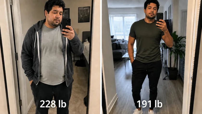 Arnush P. before and after - 228 lb to 191 lb