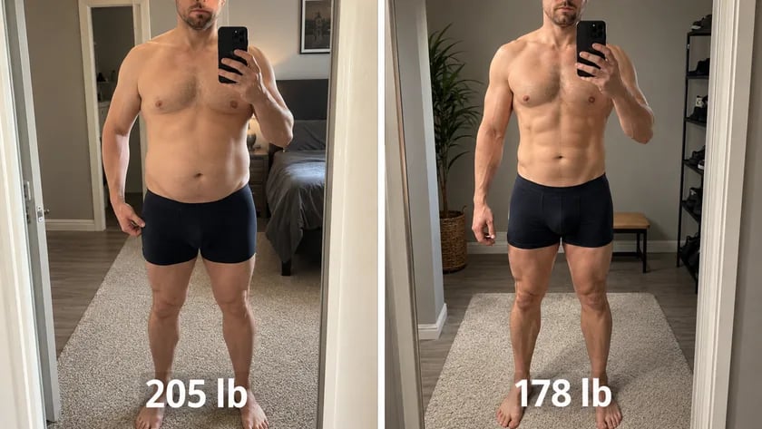 Daniel K. before and after - 205 lb to 178 lb
