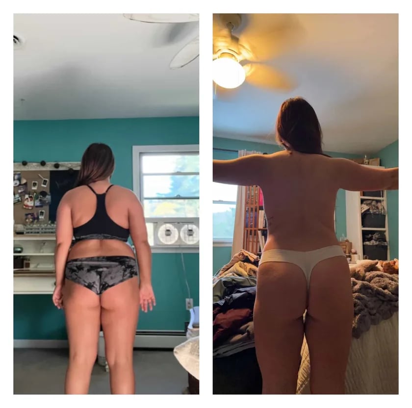 Susan E. before and after - body composition transformation